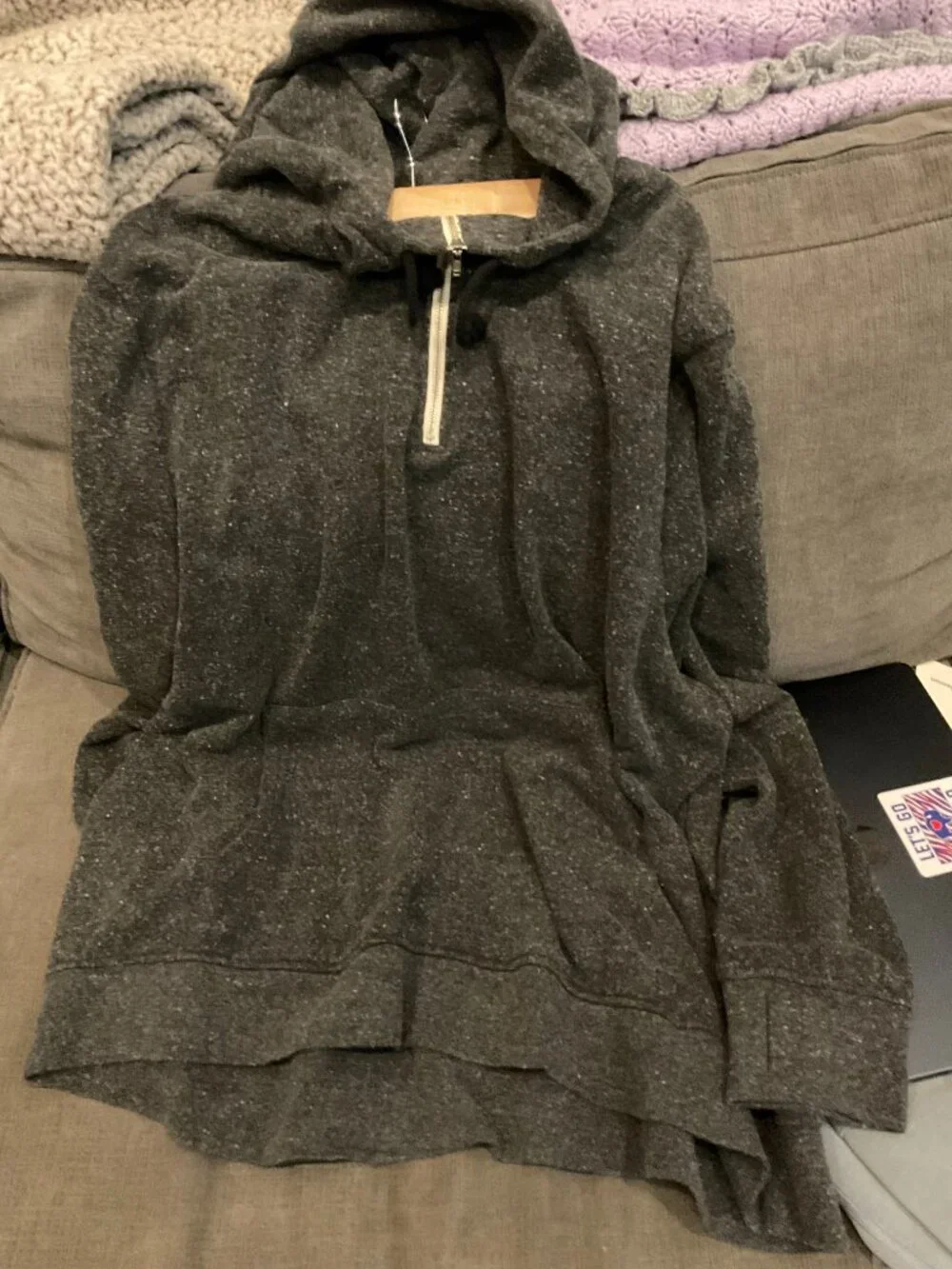 Threads 4 Thought Half Zip Hoodie Charcoal Gray Marled Oversized 2X - Picture 2 of 4